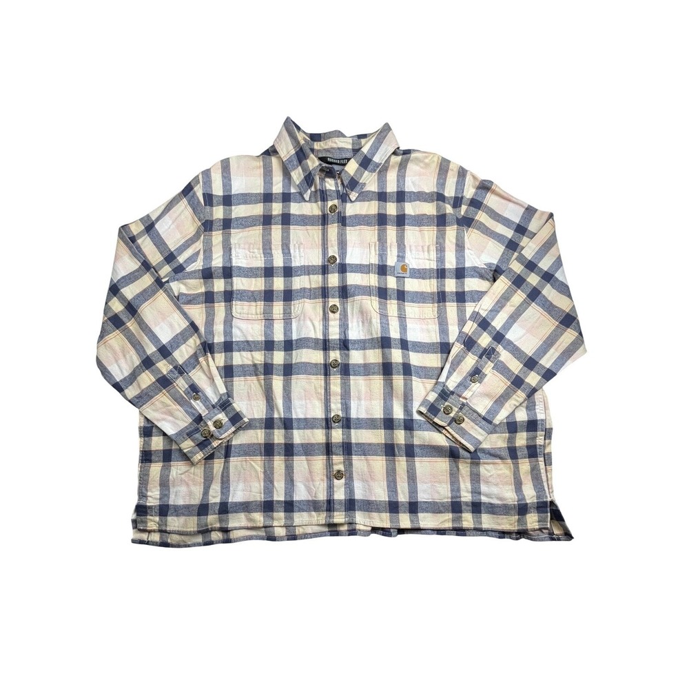 Carhartt Men's Rugged‎ Flex Multi Plaid Loose Fit Flannel Button-Up Shirt 3X EUC